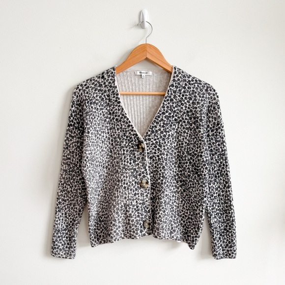 MADEWELL • Vintage Ditsy Cameron Ribbed Cardigan Sweater in Coziest Yarn - Picture 4 of 14